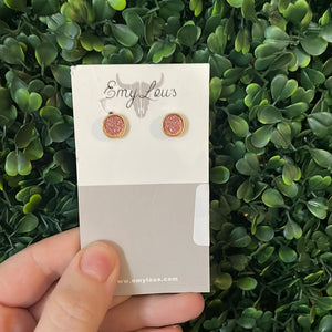 Simply Southern Pink Glitter and Gold Studs