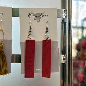 Red Leather Dangle Earrings