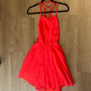 Red Lace Up Back Dress