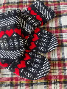 Black and Red Heart Slipper Booties