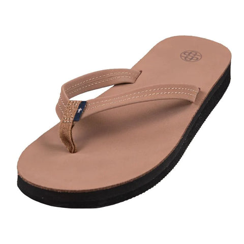 Women's Simply Southern Leather Flip Flops- Chestnut