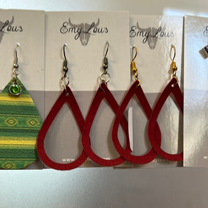 Red Cutout Leather Dangles