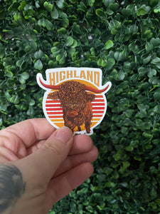 Highland Cow Striped Sticker