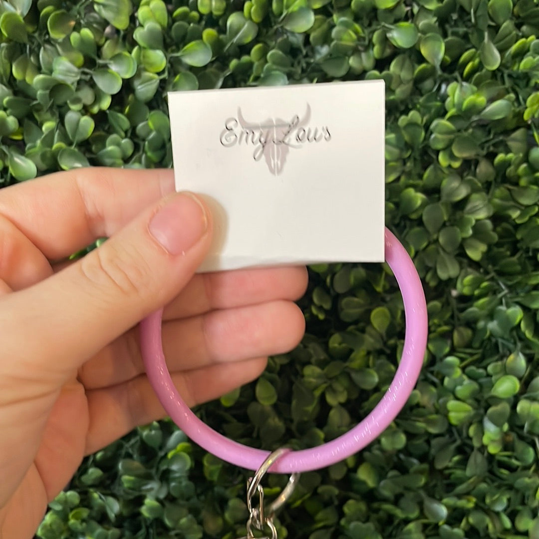 Thin Silicone Bangle Keychain Bracelet/ Lilac
