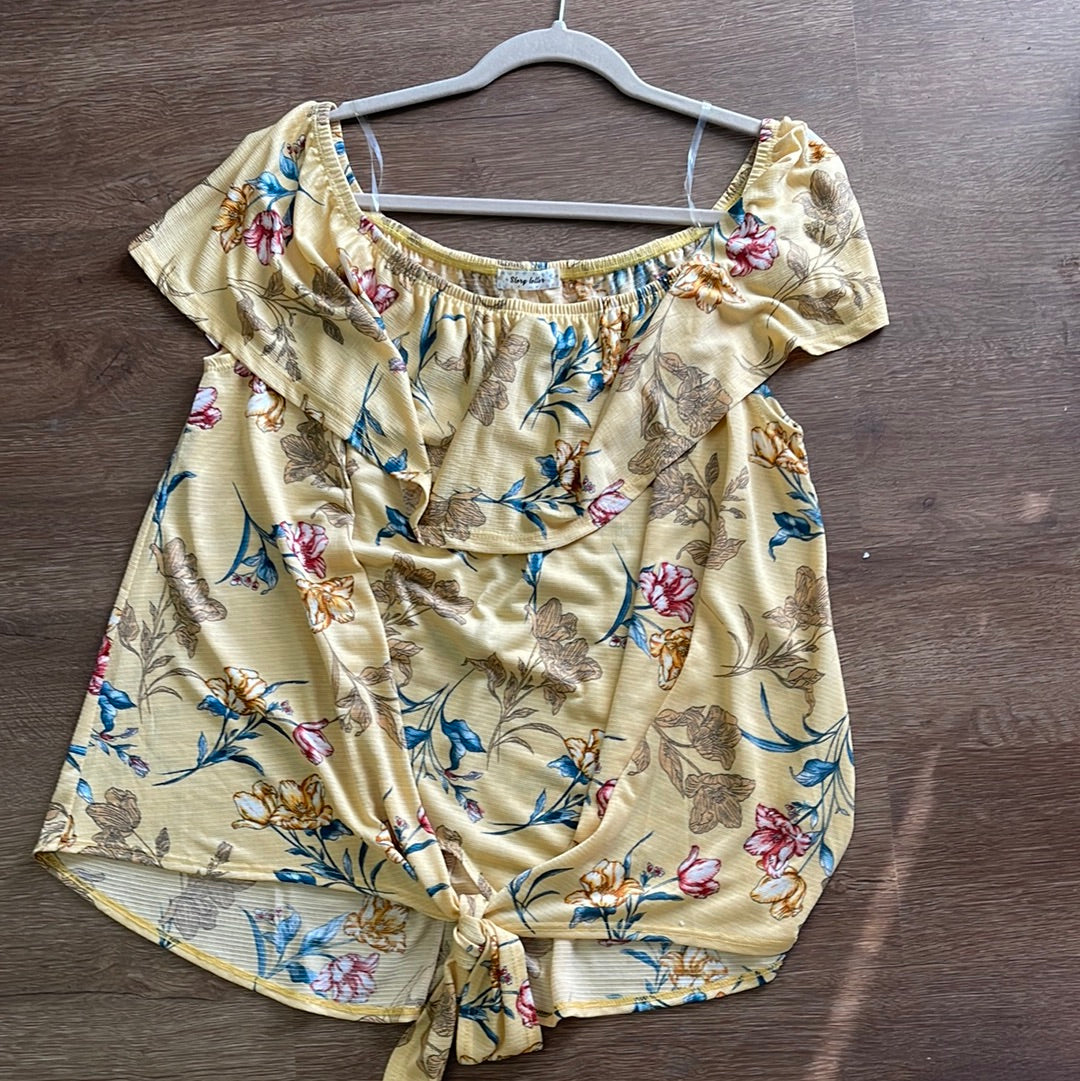 Pale Yellow Floral Off Shoulder Top