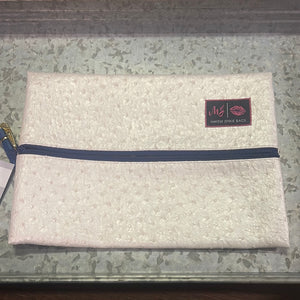 Makeup Junkie Half Bag- Navy and Silver