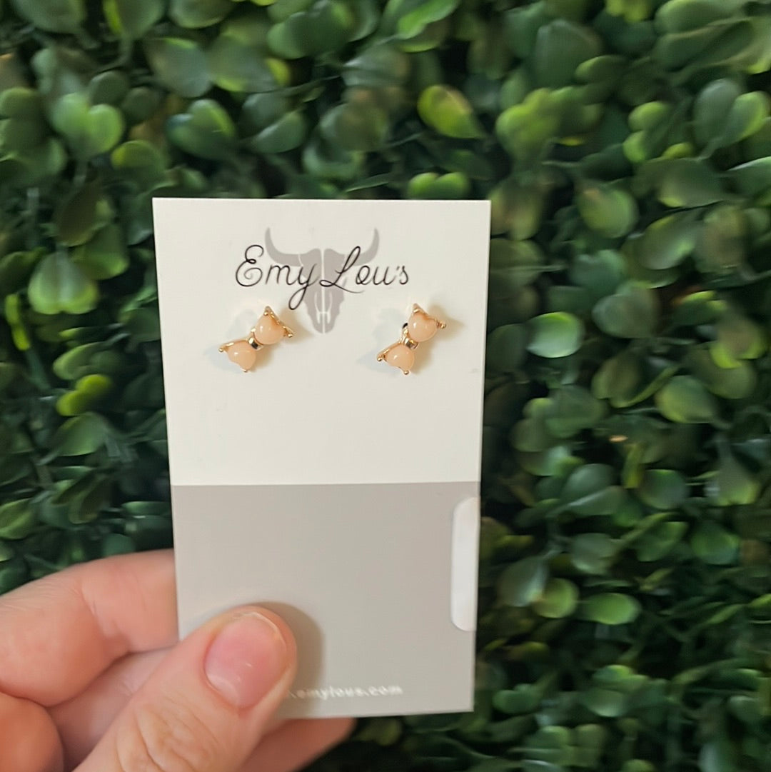 Simply Southern Pale Pink and Gold Bow Studs