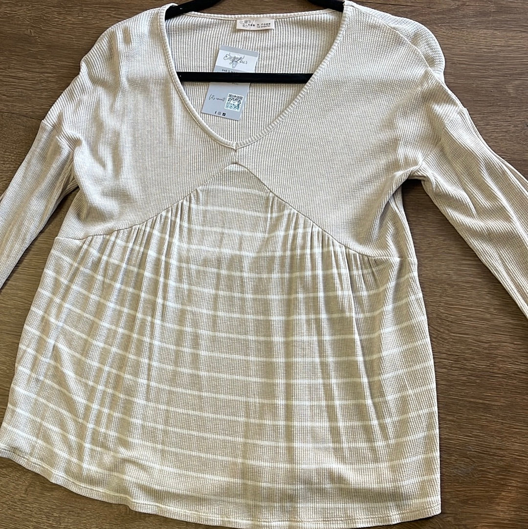Beige and White Striped Top