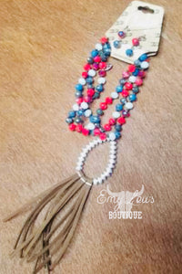 Patriotic Cowgirl Tassel Necklace