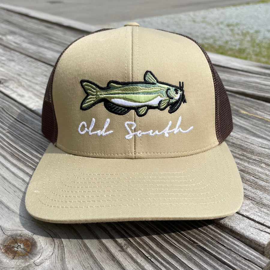 Old South Catfish Trucker Hat - Khaki/Brown