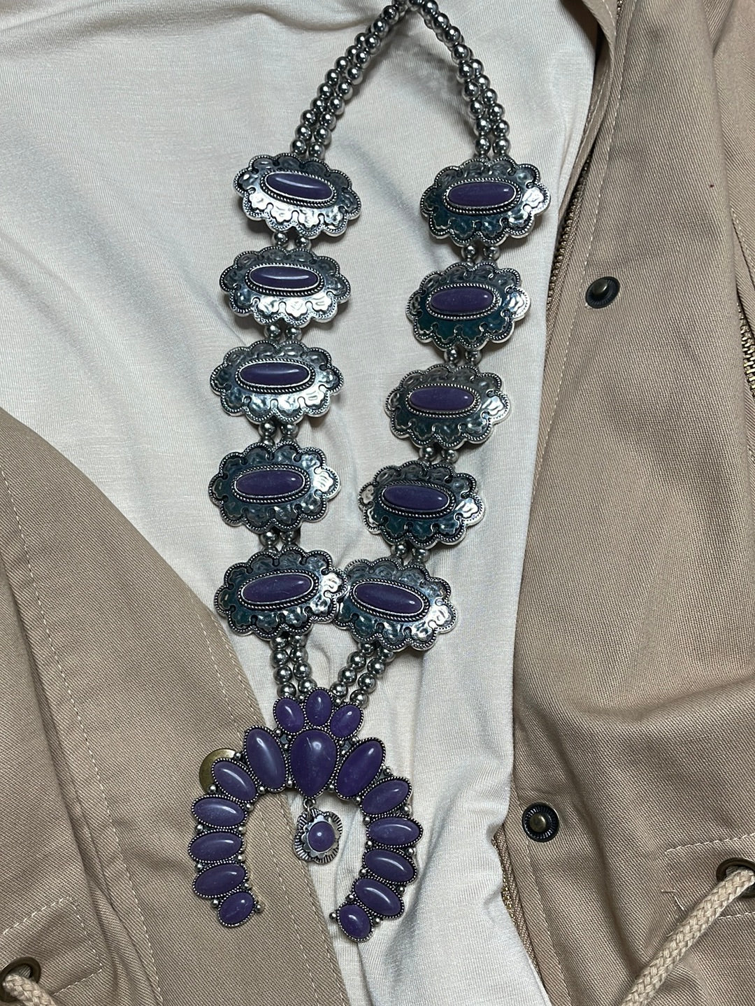 The Patsy Squash Blossom Necklace in Eggplant