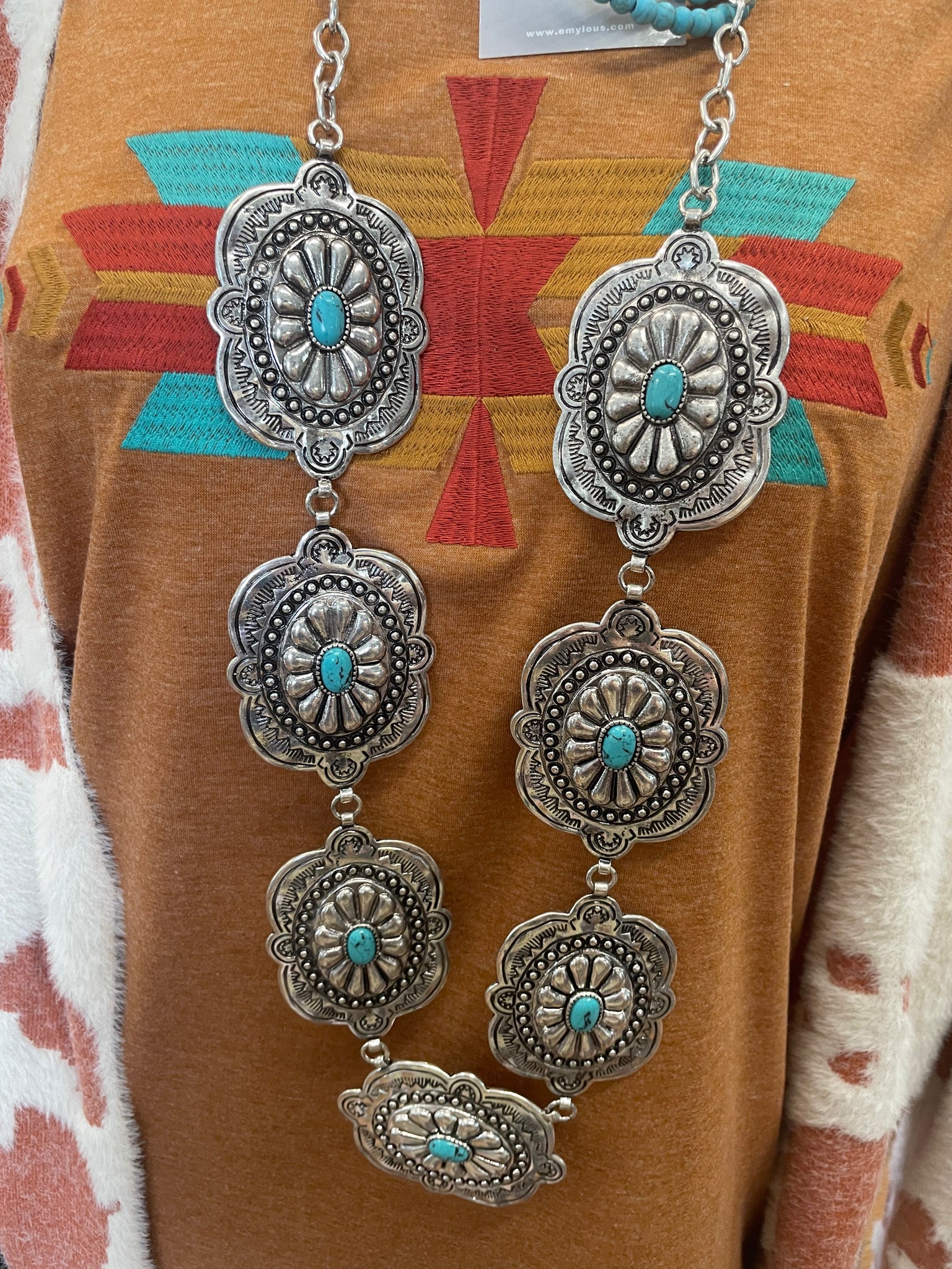 Turquoise Kiana Concho Long Necklace