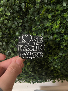 Trendy Love, Faith, Hope Sticker