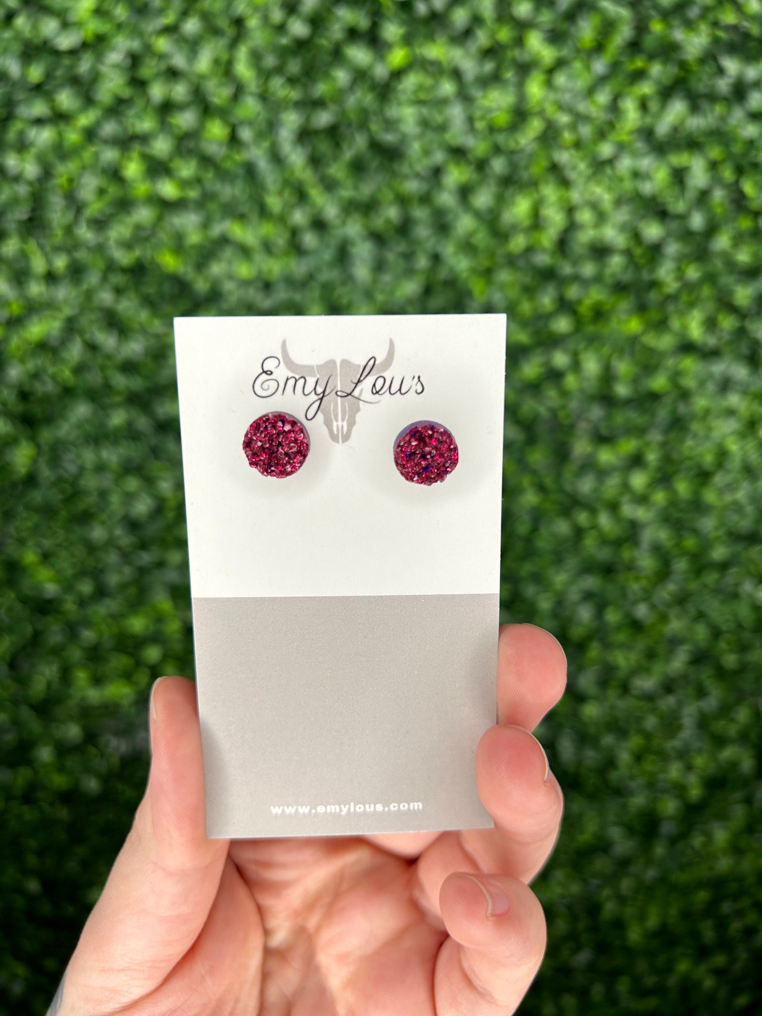 Small Sparkly Mulberry Druzy Stud