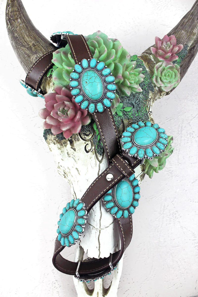 Turquoise Rocky Mountain Faux Leather Belt
