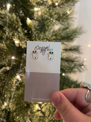 White Reindeer Studs