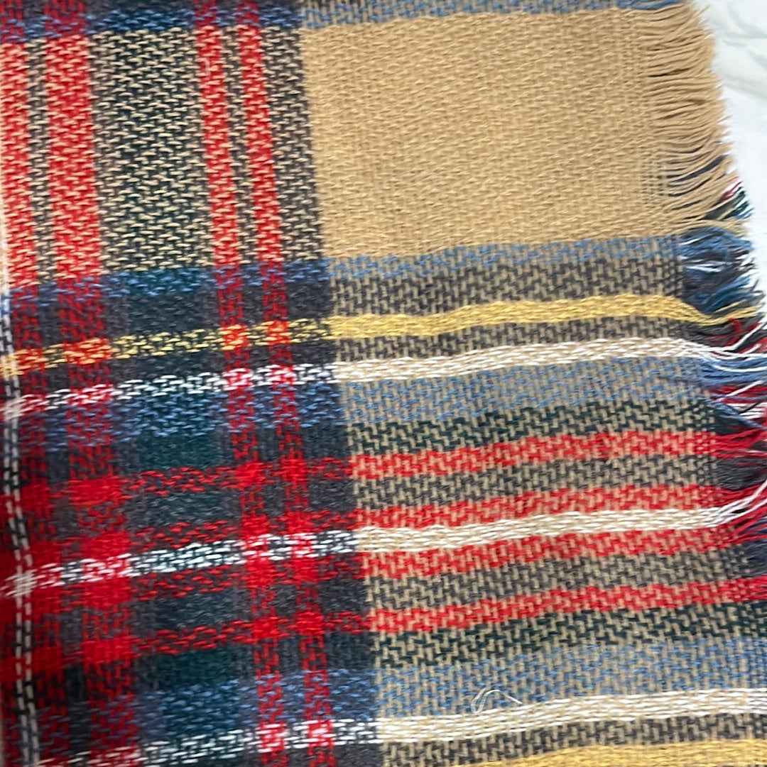 Red, Blue, & Tan Plaid Blanket scarf