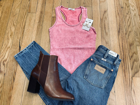 Pink Acid Washed Body Suit