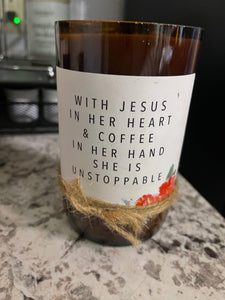 With Jesus In Her Heart Candle- Orange