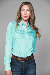 Kimes Ranch Women's KC Tencel Top - Turquoise