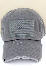 Distressed Dark Grey Flag Cap